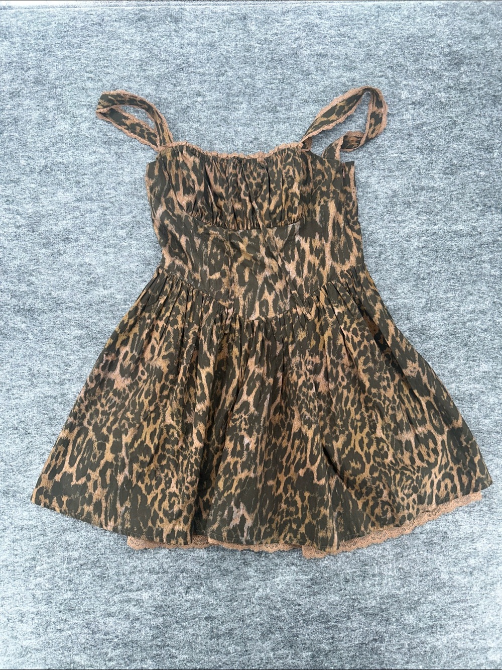 Nasty Gal Leopard Mini Dress Women's Size 4 Corset Lace Drop Waist Glam Punk - Picture 4 of 9